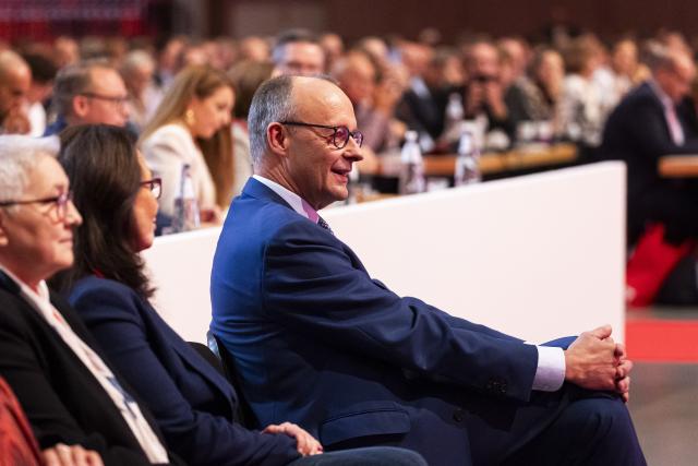 20 October 2025, Lower Saxony, Hanover: German Chancellor Friedrich Merz attends the congress of the German Mining, Chemical and Energy Industrial Union (IGBCE) at the Hanover Congress Centrum (HCC). Photo: Michael Matthey/dpa