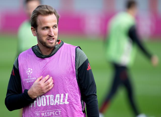 21 October 2025, Bavaria, Munich: Bayern Munich's Harry Kane takes part in the final training session of the team at the Saebener Strasse training ground, ahead of Wednesday's UEFA Champions League soccer match against FC Brugge. Photo: Sven Hoppe/dpa