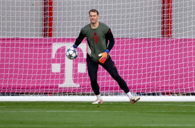 21 October 2025, Bavaria, Munich: Bayern Muncih goalkeeper Manuel Neuer takes part in the final training session of the team at the Saebener Strasse training ground, ahead of Wednesday's UEFA Champions League 
soccer match against FC Brugge. Photo: Sven Hoppe/dpa
