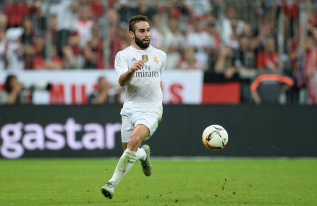 FILED - 05 August 2015, Bavaria, Munich: Madrid's Dani Carvajal in action during the 2015 Audi Cup final soccer match between FC Bayern Munich and Real Madrid. Playing any matches overseas strips La Liga of fairness, Real Madrid defender Dani Carvajal has said. Photo: Andreas Gebert/dpa