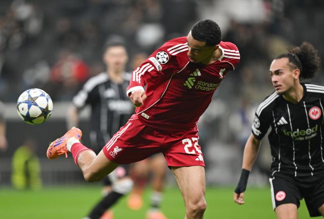 22 October 2025, Hesse, Frankfurt_Main: Liverpool's Hugo Ekitike in action during the UEFA Champions League soccer match between Eintracht Frankfurt and Liverpool FC at the Deutsche Bank Park. Photo: Arne Dedert/dpa