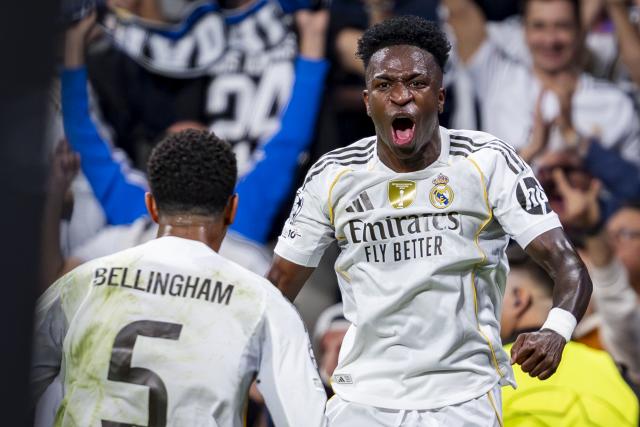 22 October 2025, Bavaria, Munich: Bayern Munich's Nicolas Jackson celebrates after scoring his side's fourth goal during the UEFA Champions League soccer match between Bayern Munich and FC Bruges at Allianz Arena. Photo: Sven Hoppe/dpa