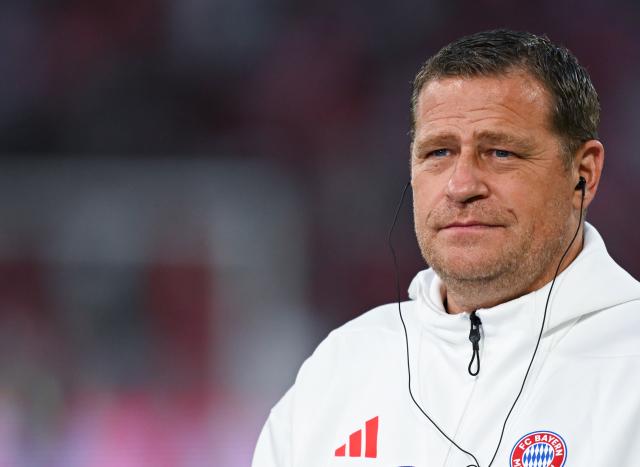 FILED - 22 August 2025, Bavaria, Munich: Max Eberl, Chief Sports Officer of FC Bayern Munich, is interviewed ahead of the German Bundesliga soccer match between Bayern Munich and RB Leipzig at the Allianz Arena. Eberl joined the calls for the early use of video assistant referee (VAR) in the German Cup, even though his team benefited from the lack of it against Cologne in the second round. Photo: Sven Hoppe/dpa