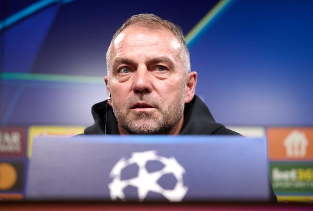 FILED - 14 April 2025, North Rhine-Westphalia, Dortmund: Barcelona Coach Hansi Flick attends a press conference, ahead of Tuesday's UEFA Champions League quarter-final second leg soccer match against Borussia Dortmund. Photo: Bernd Thissen/dpa