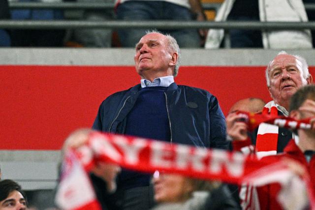01 November 2025, Bavaria, Munich: Honorary President of Bayern Munich Uli Hoeness stands in the stands during the German Bundesliga soccer match between FC Bayern Munich and Bayer Leverkusen at Allianz Arena. Photo: Tom Weller/dpa - IMPORTANT NOTICE: DFL and DFB regulations prohibit any use of photographs as image sequences and/or quasi-video.