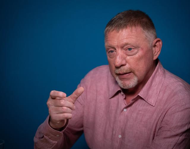 FILED - 12 September 2025, Berlin: German tennis legend Boris Becker speaks during an interview with the German Press Agency (DPA), on the occasion of the launch of his new book entitled "Inside". Becker has said he was close to becoming coach of Jannik Sinner almost four years ago. Photo: Soeren Stache/dpa