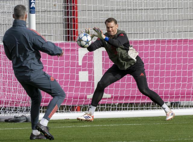03 November 2025, Bavaria, Munich: Bayern Munich goalkeeper Manuel Neuer in action during the team's final training session Saebener Strasse ahead of the UEFA Champions League soccer match between Paris St. Germani and Bayern Munich. Photo: Peter Kneffel/dpa