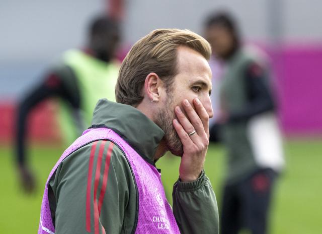 03 November 2025, Bavaria, Munich: Bayern Munich's Harry Kane attends the team's final training session Saebener Strasse ahead of the UEFA Champions League soccer match between Paris St. Germani and Bayern Munich. Photo: Peter Kneffel/dpa