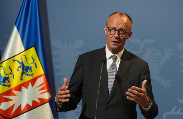 03 November 2025, Schleswig-Holstein, Husum: Germany's Chancellor Friedrich Merz speaks during a press conference at the Schifffahrtsmuseum Nordfriesland. The Federal Chancellor is on his inaugural visit to Schleswig-Holstein. Photo: Marcus Brandt/dpa