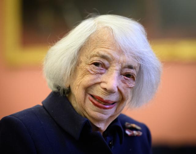 FILED - 26 February 2025, Berlin: Holocaust survivor and honorary citizen of Berlin Margot Friedlaender pictured in the ballroom of the Rotes Rathaus. Photo: Bernd von Jutrczenka/dpa