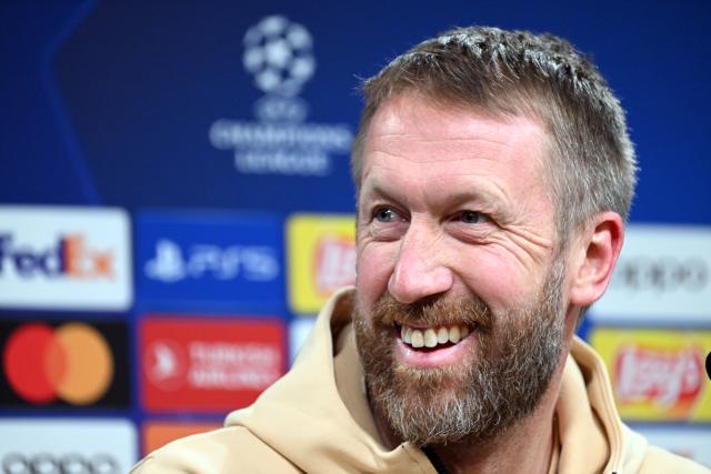 FILED - 14 February 2023, North Rhine-Westphalia, Dortmund: Then Chelsea coach Graham Potter answers questions during the press conference ahead of Wednesday's UEFA Champions League round of 16 soccer match against Borussia Dortmund. Photo: Federico Gambarini/dpa