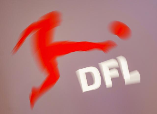 FILED - 30 May 2022, Hesse, Wiesbaden: The logo of the German Football League (DFL) pictured on the sidelines of a DFL members' meeting at the Wiesbaden Congress Center. Photo: Frank Rumpenhorst/dpa