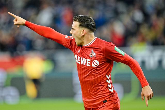 FILED - 03 October 2025, Baden-Wuerttemberg, Sinsheim: Cologne's Said El Mala celebrates scoring his side's first goal during the German Bundesliga soccer match between TSG 1899 Hoffenheim and 1. FC Cologne at PreZero Arena. El Mala got a first call-up and Leroy Sane returned as Germany coach Julian Nagelsmann announced a 25-player squad on Thursday for their final World Cup qualifiers in Luxembourg and against Slovakia. Photo: Uwe Anspach/dpa - IMPORTANT NOTICE: DFL and DFB regulations prohibit any use of photographs as image sequences and/or quasi-video.