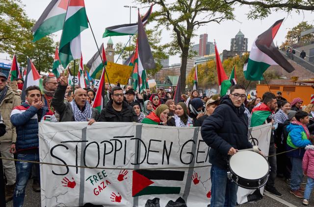 08 November 2025, Hamburg: Participants in action during a rally against the oppression of peoples in Sudan, Gaza, and Congo, among others, shows her hand with "Congo - Sudan - Palestine - Lebanon - Yemen - Free" written on it. Photo: Georg Wendt/dpa