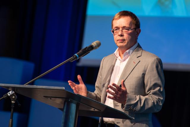 FILED - 29 June 2023, Baden-Württemberg, Rottweil: Hans Neuhoff, Head of the Alternative for Germany's Program Commission, speaks at an AfD event. Photo: Silas Stein/dpa