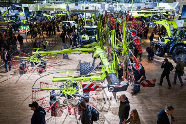 09 November 2025, Lower Saxony, Hanover: Tractors and agricultural equipment will be presented at the Claas stand at the Agritechnica agricultural machinery trade fair. Agritechnica takes place from November 9 to 15 at the exhibition grounds in Hanover. Photo: Moritz Frankenberg/dpa