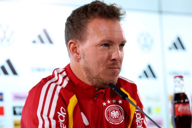 10 November 2025, Lower Saxony, Wolfsburg: German National coach Julian Nagelsmann speaks to media representatives during a press conference ahead of FIFA World Cup Qualifier match against Luxembourg. Photo: Christian Charisius/dpa