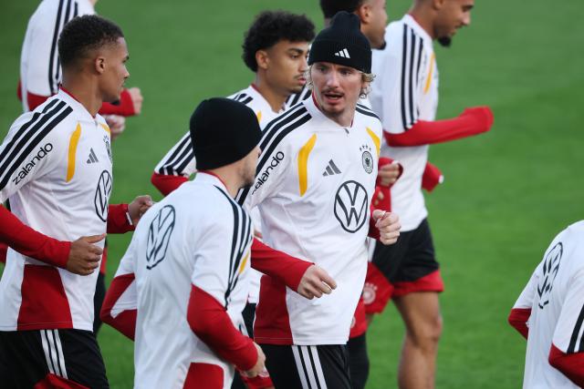 10 November 2025, Lower Saxony, Wolfsburg: Germany's Nick Woltemade takes part in a training session, ahead of FIFA World Cup Qualifier match against Luxembourg. Photo: Christian Charisius/dpa