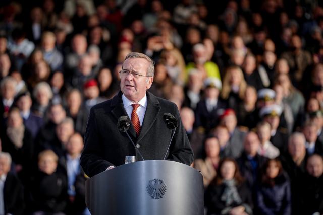12 November 2025, Berlin: German Minister of Defense Boris Pistorius, speaks at the ceremonial pledge as a central event to mark the 70th anniversary of the German Armed Forces (Bundeswehr) at the Bundesforum. On 12 November 1955, the then Minister of Defense, Blank, presented the first 101 volunteers with their certificates of appointment to mark the founding of the Bundeswehr. Photo: Kay Nietfeld/dpa