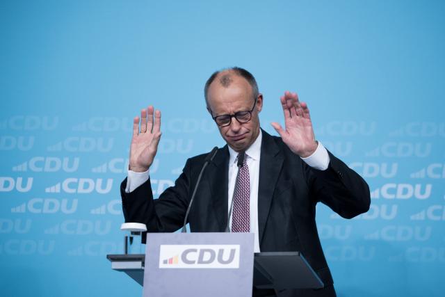 12 November 2025, Berlin: German Chancellor Friedrich Merz speaks during the Christian Democratic Union of Germany (CDU) discussion event on how to deal with social media. Photo: Sebastian Christoph Gollnow/dpa