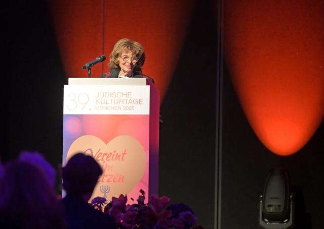 12 November 2025, Bavaria, Munich: President of the Jewish Community of Munich and Upper Bavaria Charlotte Knobloch speaks at the opening ceremony of the 39th Jewish Cultural Days Munich of the Jewish Community of Munich and Upper Bavaria. Photo: Malin Wunderlich/dpa