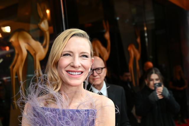 13 November 2025, Bavaria, Gruenwald: Australian actress Cate Blanchett arrives to attend  the 77th Bambi Awards in the Bavaria Film Studios. Photo: Peter Kneffel/dpa