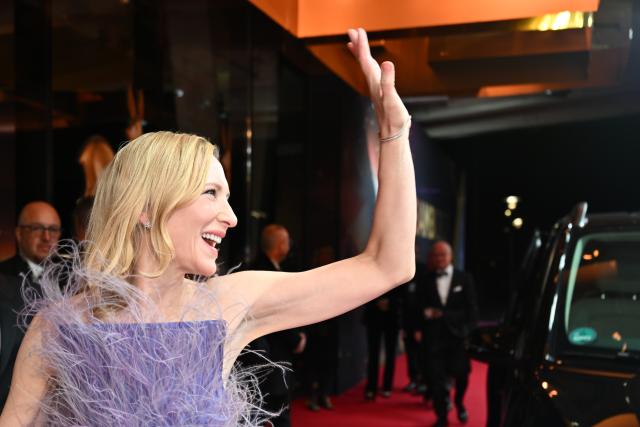 13 November 2025, Bavaria, Gruenwald: Australian actress Cate Blanchett arrives to attend  the 77th Bambi Awards in the Bavaria Film Studios. Photo: Peter Kneffel/dpa