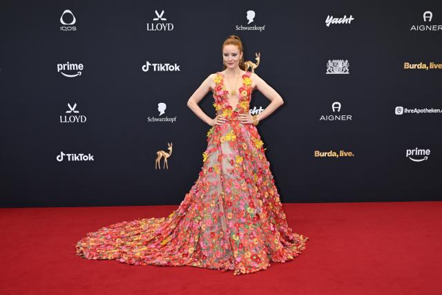 13 November 2025, Bavaria, Gruenwald: German fashion model and actress Barbara Meier arrives to attend  the 77th Bambi Awards in the Bavaria Film Studios. Photo: Felix Hörhager/dpa