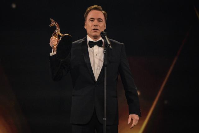 13 November 2025, Bavaria, Gruenwald: German actor Michael Bully Herbig receives an "Honorary Award of the BAMBI Jury 2025" during the 77th Bambi Award Ceremony at the Bavaria Film Studios. Photo: Peter Kneffel/dpa