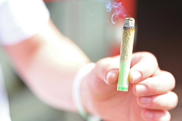 FILED - 19 June 2025, Berlin: A man holds a joint at the edge of the Mary Jane cannabis fair. Photo: Michael Brandt/dpa