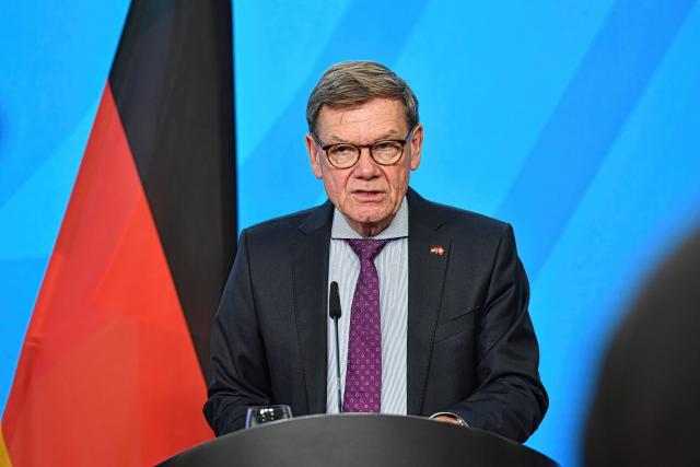 14 November 2025, Berlin: German Foreign Minister Johann Wadephul speaks at the reception for Swiss Foreign Minister Cassis. Photo: Paul Zinken/dpa