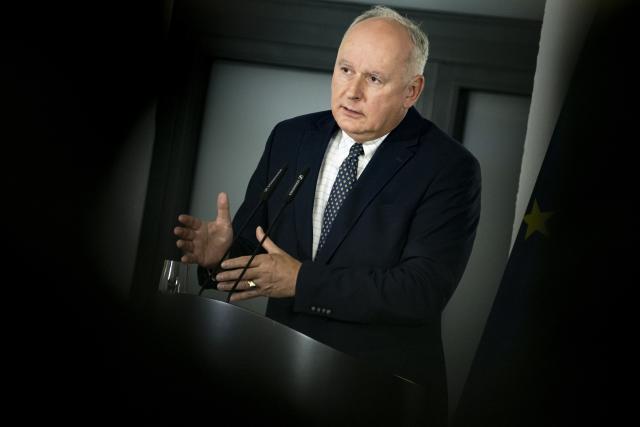 14 November 2025, Berlin: State Secretary of the Polish Ministry of Defense Pawel Zalewski attends a press conference of the Group of Five meeting at the Ministry of Defense. The German Minister of Defense meets with counterparts from France, Great Britain, Italy and Poland, as well as the High Representative of the European Union. Photo: Fabian Sommer/dpa