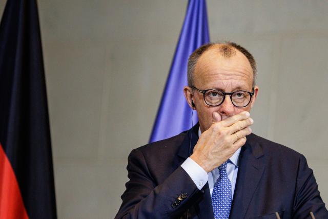 14 November 2025, Berlin: German Chancellor Friedrich Merz gives a press conference with Cypriot President Nikos Christodoulides (Not Pictured) after their meeting at the Federal Chancellery. Photo: Carsten Koall/dpa