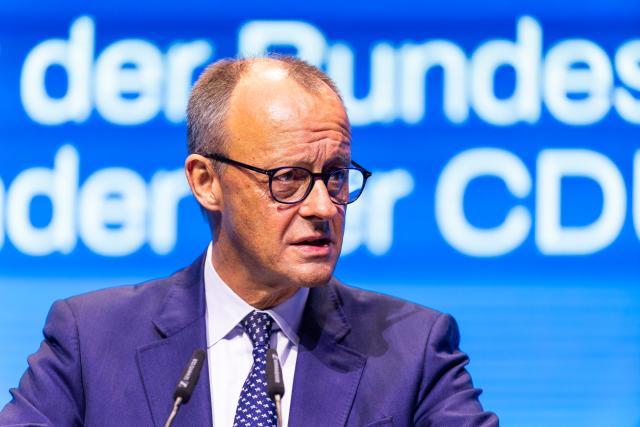 15 November 2025, Baden-Wuerttemberg, Rust: German Chancellor Friedrich Merz speaks at the Germany Day of the Junge Union (JU). The main topic of the three-day congress is likely to be the reform of the social systems. Photo: Philipp von Ditfurth/dpa