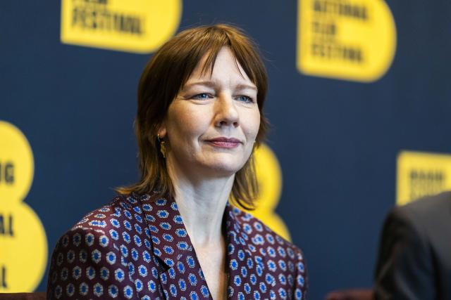 15 November 2025, Lower Saxony, Braunschweig: German actress Sandra Hueller sits attends press conference of the Braunschweig International Film Festival. Hueller is to receive the main prize of the film festival in the evening. Photo: Michael Matthey/dpa