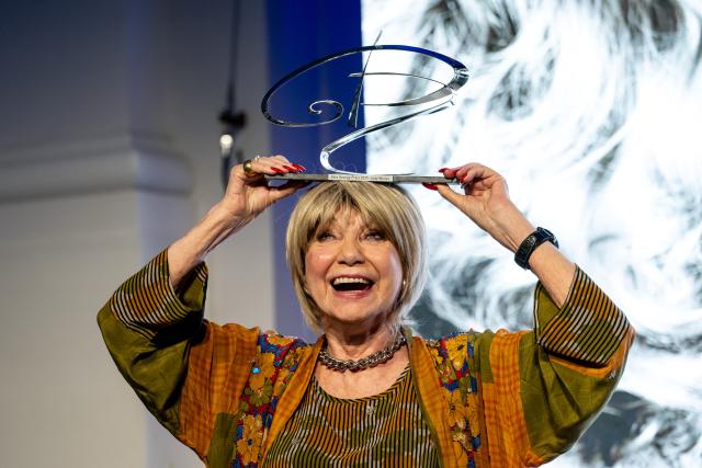 15 November 2025, Berlin: German actress Judy Winter reacts to the Goetz George Prize 2025, an endowed award that honors actors and actresses who have shaped the film, television and theater landscape with their artistic work. Photo: Fabian Sommer/dpa