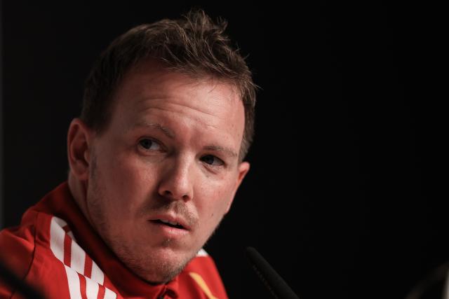 16 November 2025, Saxony, Leipzig: German head coach Julian Nagelsmann speaks during the team's press conference ahead of the FIFA World Cup European qualifying soccer match against Slovakia. Photo: Jan Woitas/dpa