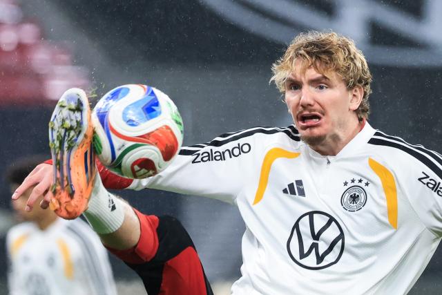 16 November 2025, Saxony, Leipzig: Germany's Nick Woltemade in action during a training session ahead of the FIFA World Cup European qualifying soccer match against Slovakia. Photo: Jan Woitas/dpa