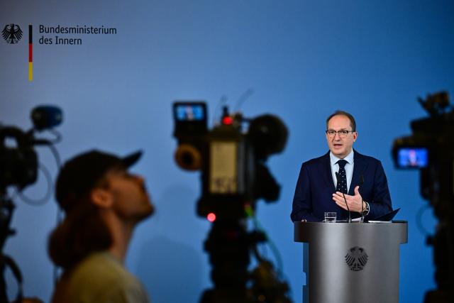 19 November 2025, Berlin: German Minister of the Interior Alexander Dobrindt speaks during a press conference on the cabinet's decisions at the Federal Ministry of the Interior. Photo: Sebastian Christoph Gollnow/dpa