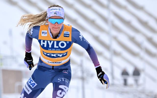 FILED - 19 January 2024, Thuringia, Oberhof: American cross-country skier Jessie Diggins competes in the women's classic sprint qualification during the Nordic Skiing World Cup. Diggins has announced she will retire at the end of this season following the Winter Olympics. Photo: Martin Schutt/dpa