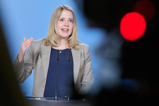 20 November 2025, Berlin: German Minister of Housing, Urban Development and Construction Verena Hubertz presents key points on building type E at the Ministry of Justice. Photo: Annette Riedl/dpa