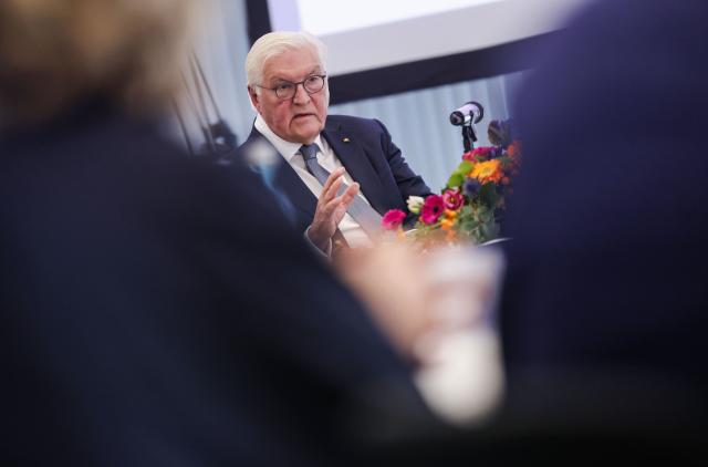 21 November 2025, North Rhine-Westphalia, Bonn: German President Frank-Walter Steinmeier visits the Gustav Stresemann Institute in Bonn. Photo: Oliver Berg/dpa