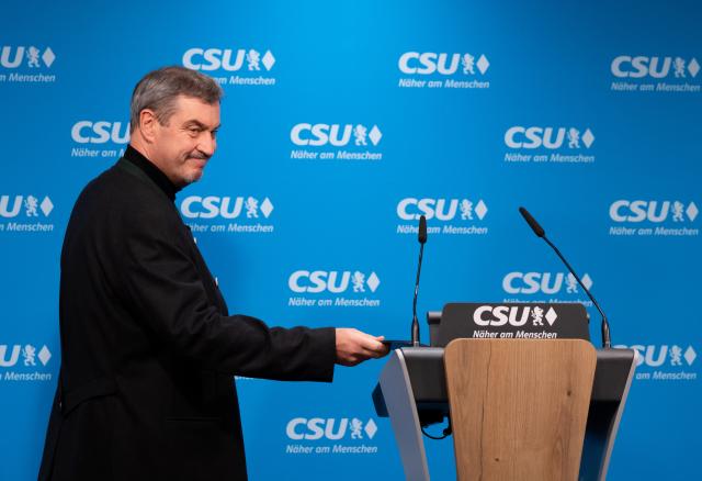 21 November 2025, Bavaria, Munich: Markus Soeder, Chairman of the Christial Social Union (CSU) and Minister President of Bavaria, gives a press statement at the start of the closed meeting of the CSU party executive. Photo: Sven Hoppe/dpa