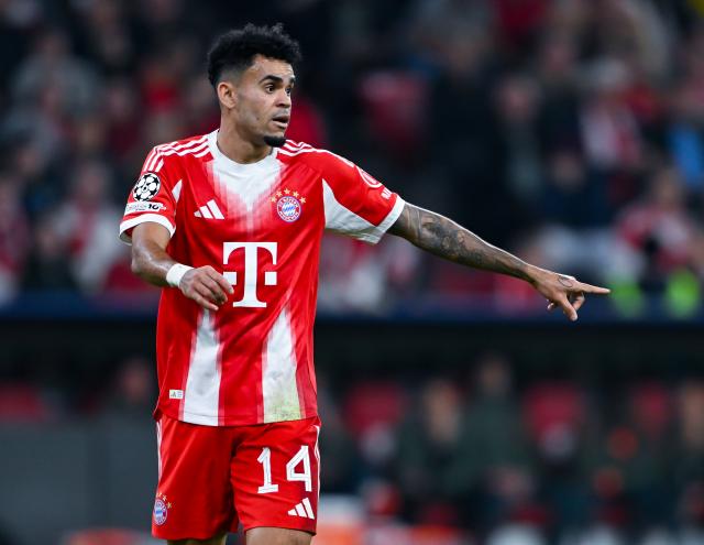 FILED - 22 October 2025, Bavaria, Munich: Bayern's Luis Diaz reacts during the UEFA Champions League soccer match between Bayern Munich and FC Brugge at the Allianz Arena. Photo: Sven Hoppe/dpa
