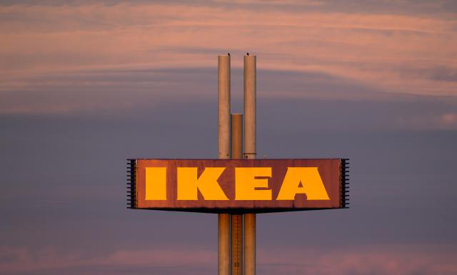FILED - 01 September 2025, Lower Saxony, Hanover: A sign of the Swedish furniture store Ikea is discolored by the morning sun. Photo: Julian Stratenschulte/dpa