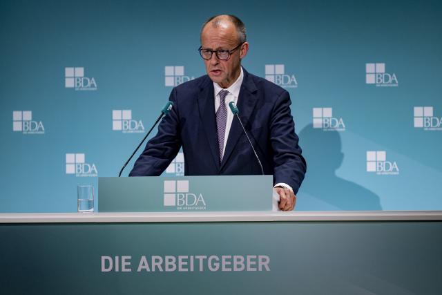25 November 2025, Berlin: German Chancellor Friedrich Merz speaks during the 2025 Employers' Day in Berlin. Photo: Fabian Sommer/dpa