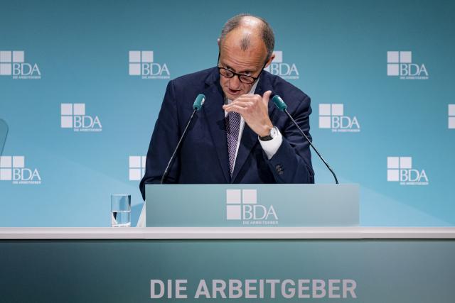 25 November 2025, Berlin: German Chancellor Friedrich Merz speaks during the 2025 Employers' Day in Berlin. Photo: Fabian Sommer/dpa