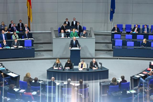 25 November 2025, Berlin: German Chancellor Friedrich Merz addresses Parliament in the general debate on the budget. Photo: Elisa Schu/dpa