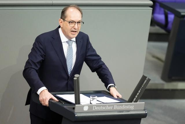 27 November 2025, Berlin: Alexander Dobrindt, German Minister of the Interior, follows the debate on the federal budget in the Bundestag. Photo: Michael Kappeler/dpa