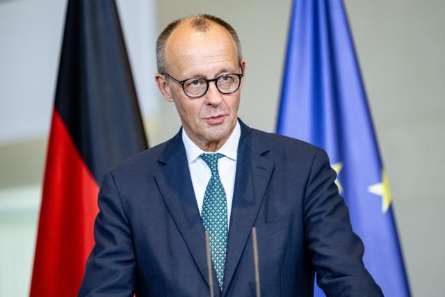 27 November 2025, Berlin: German Chancellor Friedrich Merz speaks during a joint press conference with Kristen Michal, Prime Minister of Estonia (not pictured) in Berlin. Photo: Fabian Sommer/dpa